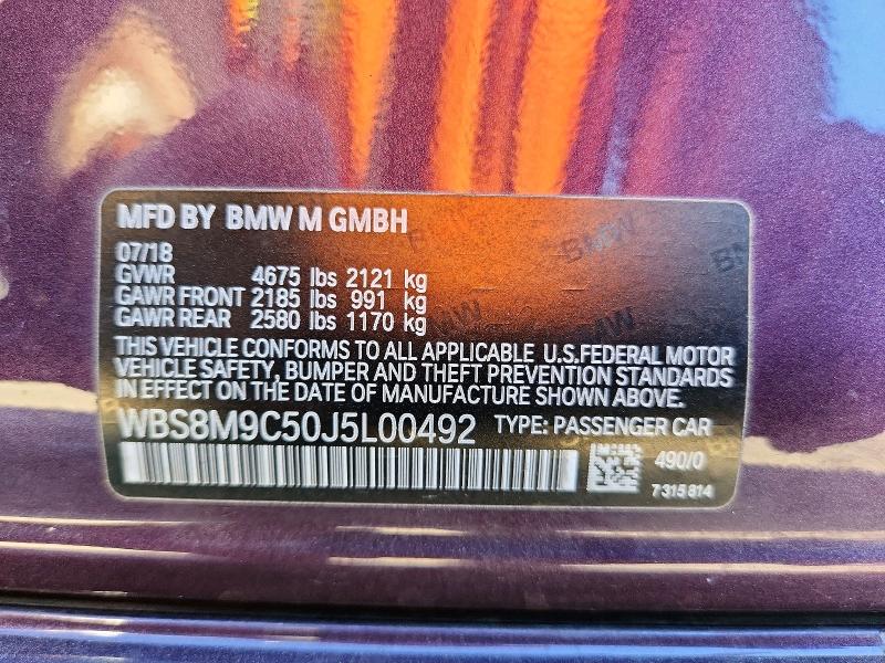 Продаж на аукціоні авто 2018 Bmw M3, vin: WBS8M9C50J5L00492, номер лоту: 72191646