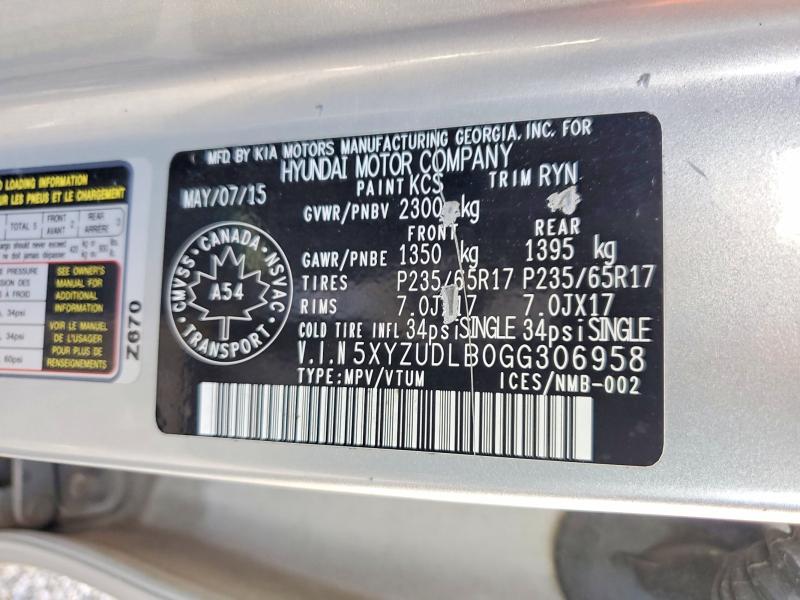 2016 Hyundai Santa Fe Sport მანქანა იყიდება აუქციონზე, vin: 5XYZUDLB0GG306958, აუქციონის ნომერი: 71670896