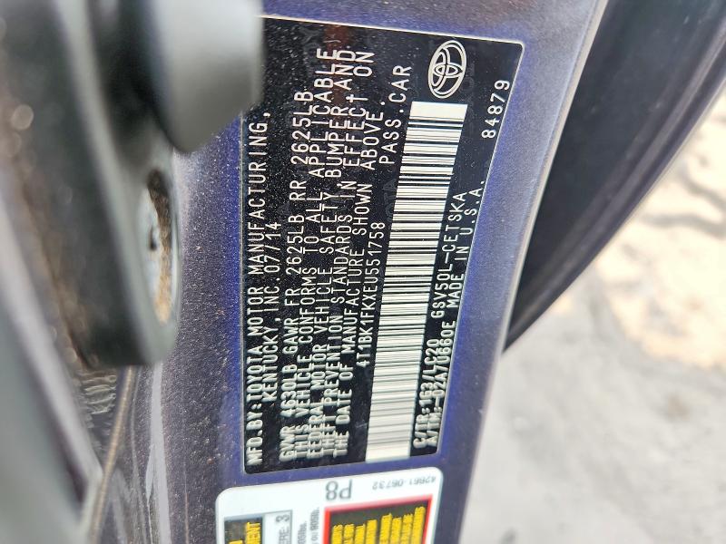 2014 Toyota Camry მანქანა იყიდება აუქციონზე, vin: 4T1BK1FKXEU551758, აუქციონის ნომერი: 71184816