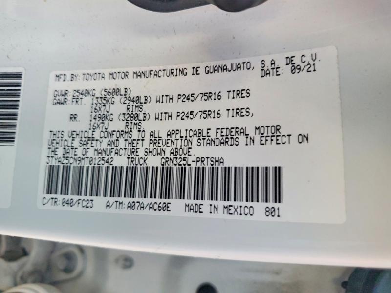 71080496 :رقم المزاد ، 3TYAZ5CN9MT012542 vin ، 2021 Toyota Tacoma مزاد بيع