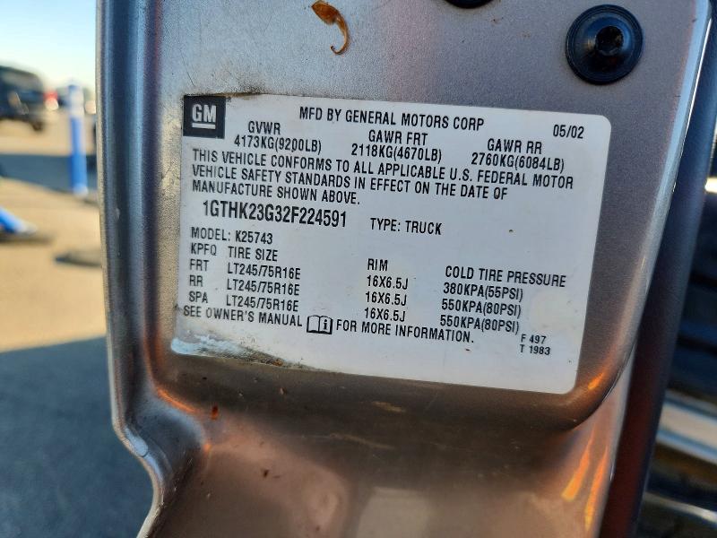 72141626 :رقم المزاد ، 1GTHK23G32F224591 vin ، 2002 Gmc Sierra مزاد بيع