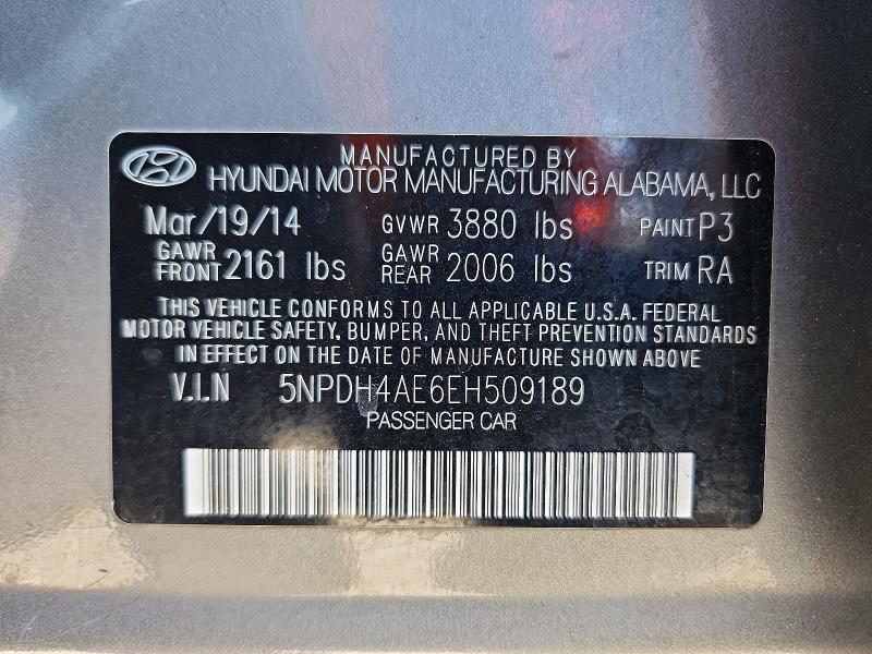 Aukcja sprzedaży 2014 Hyundai Elantra, vin: 5NPDH4AE6EH509189, numer aukcji: 71567646