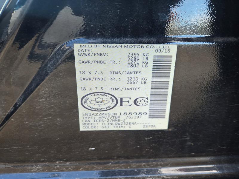 Продажа на аукционе авто 2018 Nissan Murano, vin: 5N1AZ2MH9JN188989, номер лота: 71731656