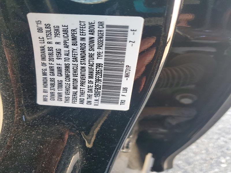 Продаж на аукціоні авто 2015 Honda Civic, vin: 19XFB2F79FE285799, номер лоту: 72622996
