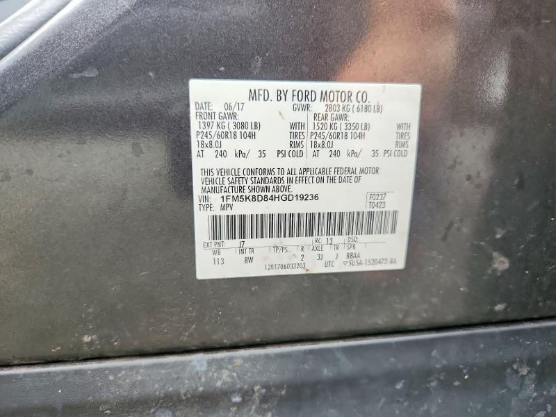 Aukcja sprzedaży 2017 Ford Explorer, vin: 1FM5K8D84HGD19236, numer aukcji: 71030286