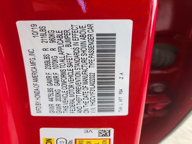 2020 Honda Accord მანქანა იყიდება აუქციონზე, vin: 1HGCV1F31LA022322, აუქციონის ნომერი: 72581316