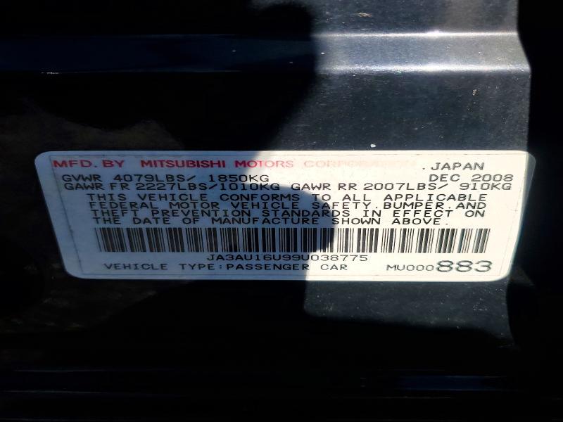 Aukcja sprzedaży 2009 Mitsubishi Lancer, vin: JA3AU16U99U038775, numer aukcji: 73807086