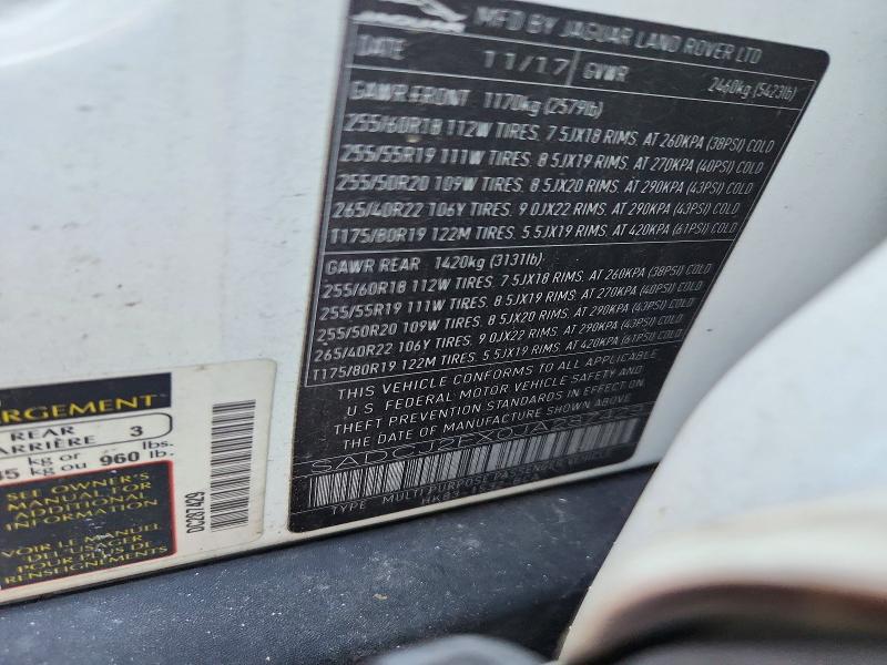 Продаж на аукціоні авто 2018 Jaguar F-pace, vin: SADCJ2FX0JA287429, номер лоту: 72991456