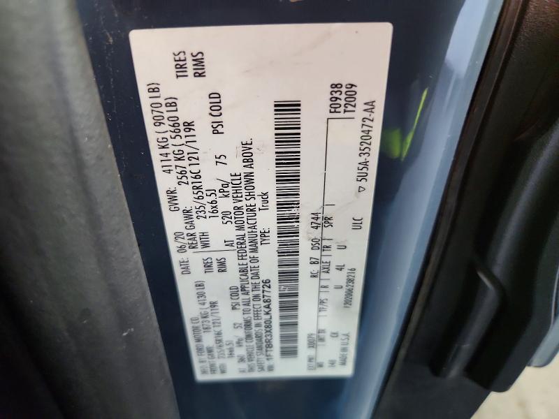 Aukcja sprzedaży 2020 Ford Transit T-250, vin: 1FTBR3X80LKA87726, numer aukcji: 70426766