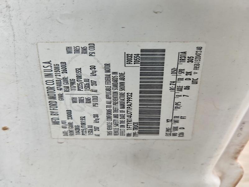 71288296 :رقم المزاد ، 1FTYR14U71PA79932 vin ، 2001 Ford Ranger مزاد بيع
