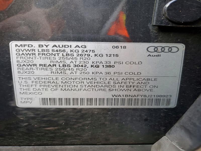 Aukcja sprzedaży 2018 Audi Q5, vin: WA1BNAFY8J2198923, numer aukcji: 71289276