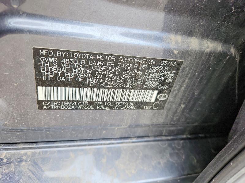 2013 Lexus Gs მანქანა იყიდება აუქციონზე, vin: JTHBE1BL2D5021429, აუქციონის ნომერი: 71749056
