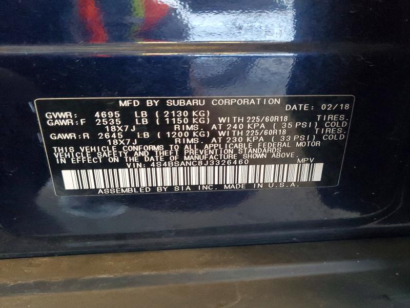 Продаж на аукціоні авто 2018 Subaru Outback, vin: 4S4BSANC8J3326460, номер лоту: 71403106