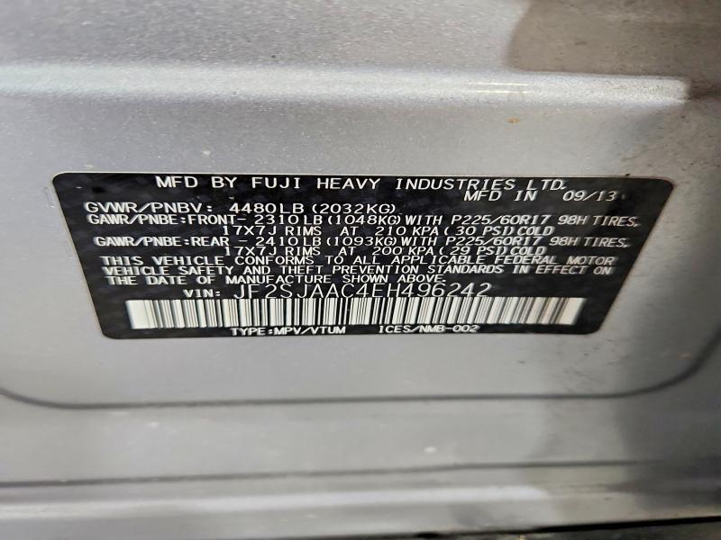 Продаж на аукціоні авто 2014 Subaru Forester, vin: JF2SJAAC4EH496242, номер лоту: 69936236