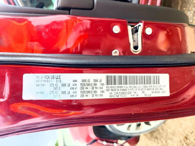 Aukcja sprzedaży 2019 Jeep Cherokee, vin: 1C4PJMJN8KD216347, numer aukcji: 71031896