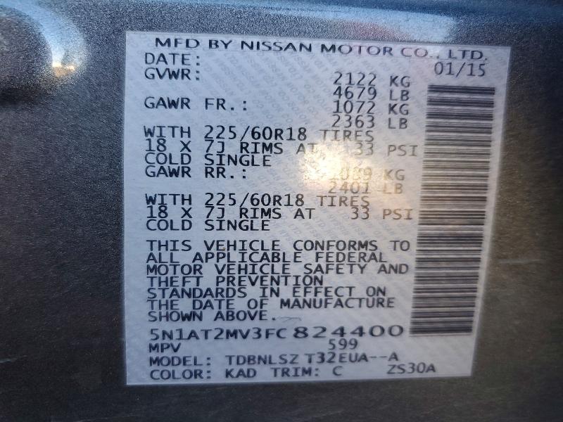 Продажа на аукционе авто 2015 Nissan Rogue, vin: 5N1AT2MV3FC824400, номер лота: 71476006