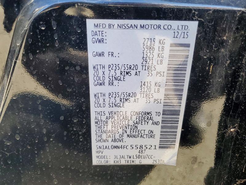 Aukcja sprzedaży 2015 Infiniti Qx60, vin: 5N1AL0MN4FC558521, numer aukcji: 73139816