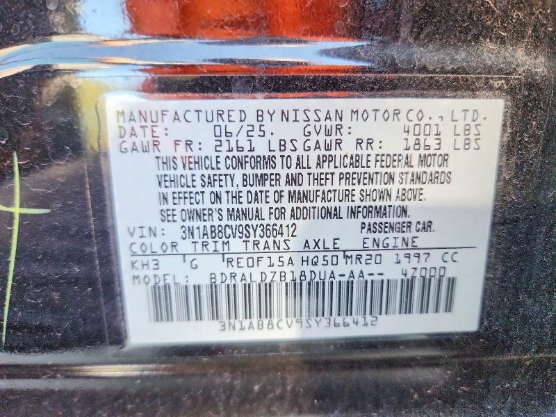 2025 Nissan Sentra მანქანა იყიდება აუქციონზე, vin: 3N1AB8CV9SY366412, აუქციონის ნომერი: 71790606