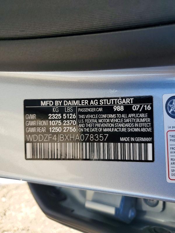 Aukcja sprzedaży 2017 Mercedes-benz E, vin: WDDZF4JBXHA078357, numer aukcji: 72954436