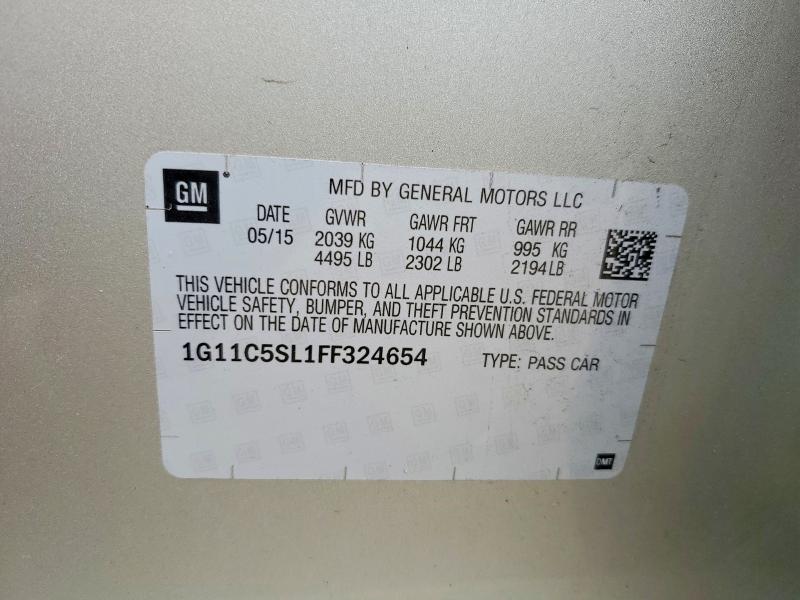 Продаж на аукціоні авто 2015 Chevrolet Malibu, vin: 1G11C5SL1FF324654, номер лоту: 71237546