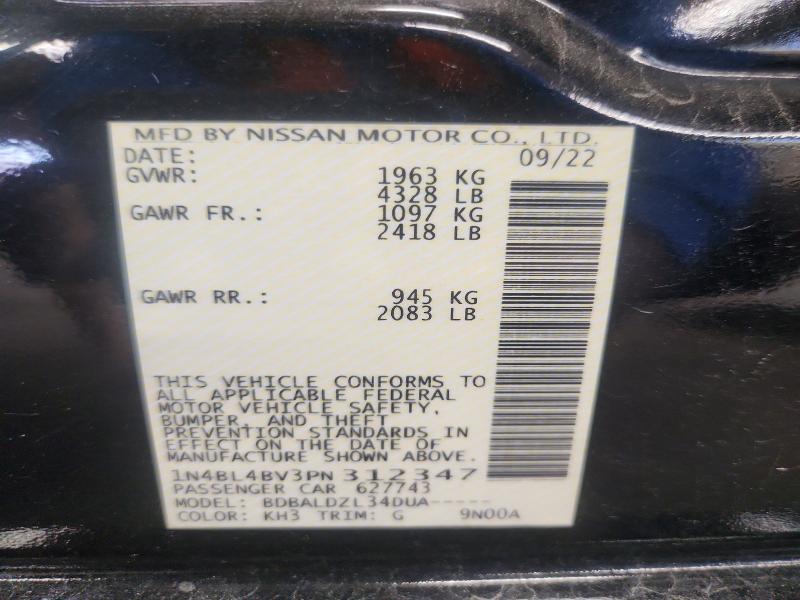 2023 Nissan Altima მანქანა იყიდება აუქციონზე, vin: 1N4BL4BV3PN312347, აუქციონის ნომერი: 71246406