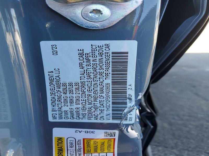 71646486 :رقم المزاد ، 1HGCY2F5XPA006639 vin ، 2023 Honda Accord مزاد بيع
