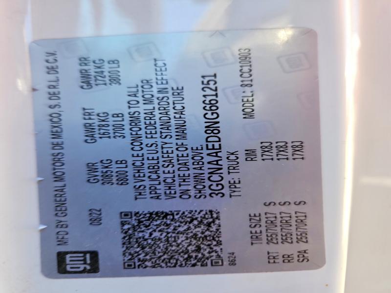 70778626 :رقم المزاد ، 3GCNAAED8NG661251 vin ، 2022 Chevrolet Silverado مزاد بيع