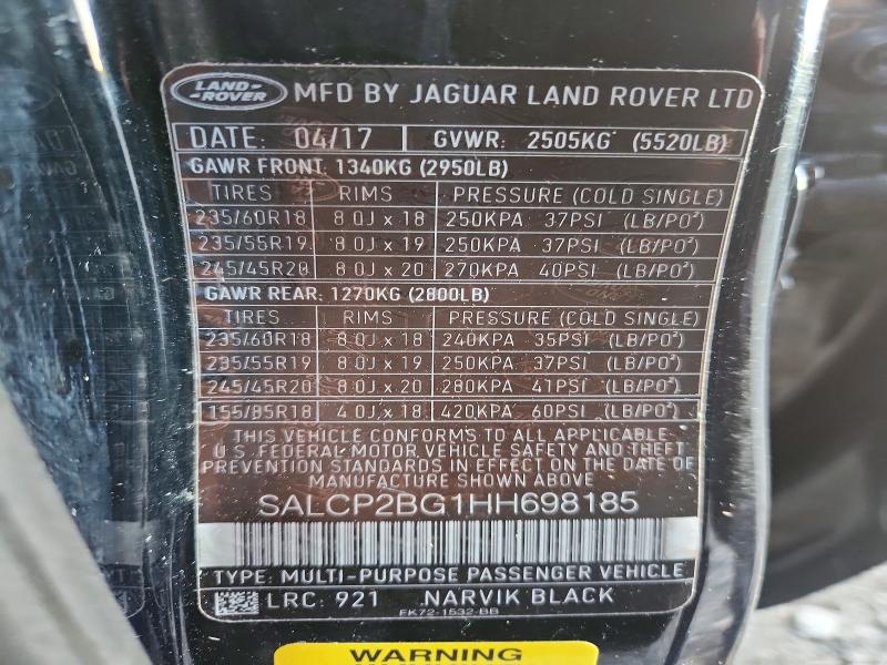 Продаж на аукціоні авто 2017 Land Rover Discovery Sport, vin: SALCP2BG1HH698185, номер лоту: 71876116