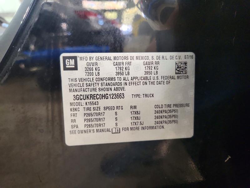 Продаж на аукціоні авто 2017 Chevrolet Silverado, vin: 3GCUKREC0HG123663, номер лоту: 72353426