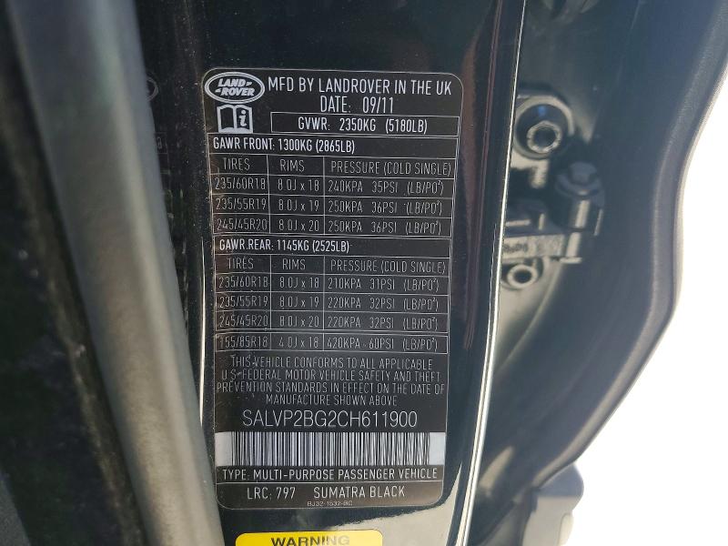 Продаж на аукціоні авто 2012 Land Rover Range Rover Evoque, vin: SALVP2BG2CH611900, номер лоту: 71808966