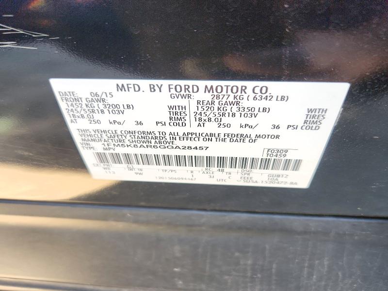 Aukcja sprzedaży 2016 Ford Explorer, vin: 1FM5K8AR6GGA28457, numer aukcji: 71502866