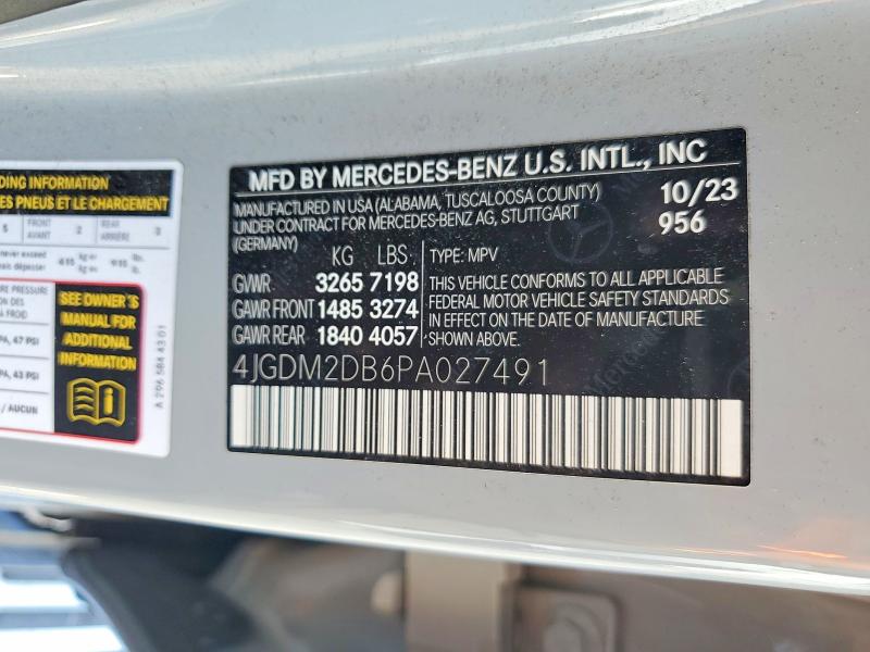 71712706 :رقم المزاد ، 4JGDM2DB6PA027491 vin ، 2023 Mercedes-benz Eqs Suv مزاد بيع