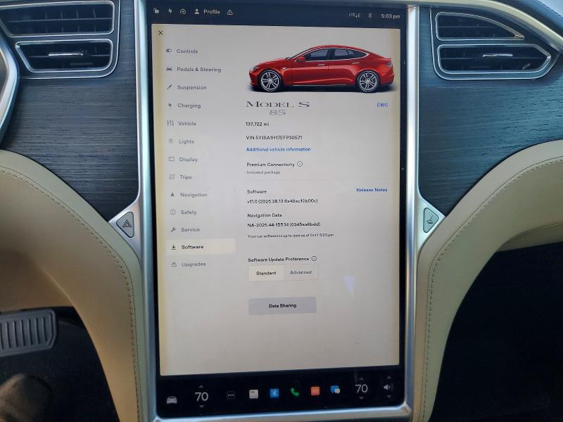 Продажа на аукционе авто 2014 Tesla Model S, vin: 5YJSA1H17EFP30571, номер лота: 70846756