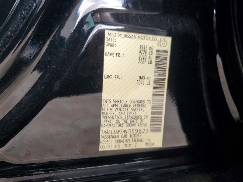 Продажа на аукционе авто 2017 Nissan Altima, vin: 1N4AL3AP2HN359623, номер лота: 72437796