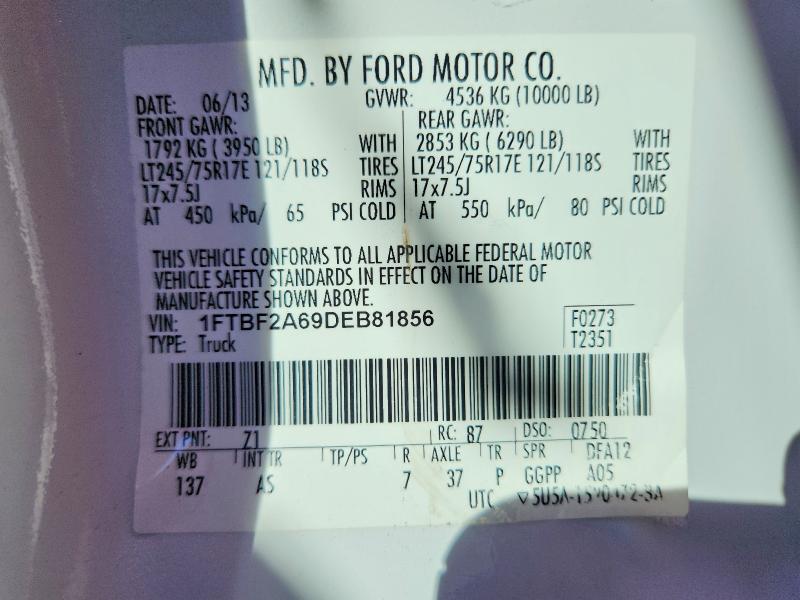 71971536 :رقم المزاد ، 1FTBF2A69DEB81856 vin ، 2013 Ford F250 مزاد بيع