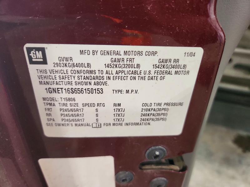 Auction sale of the 2005 Chevrolet Trailblazer, vin: 1GNET16S656150153, lot number: 70301136