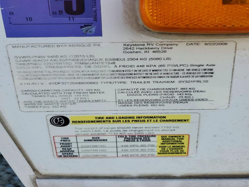 Aukcja sprzedaży 2010 Keystone Outback, vin: 4YDF32120AB630682, numer aukcji: 70694136