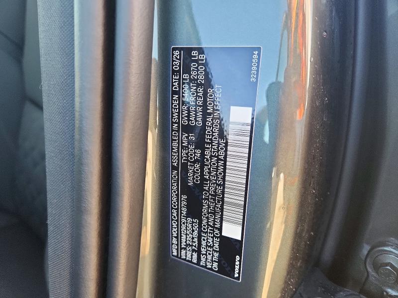 71309076 :رقم المزاد ، YV4M12RC9T1487976 vin ، 2026 Volvo Xc60 مزاد بيع
