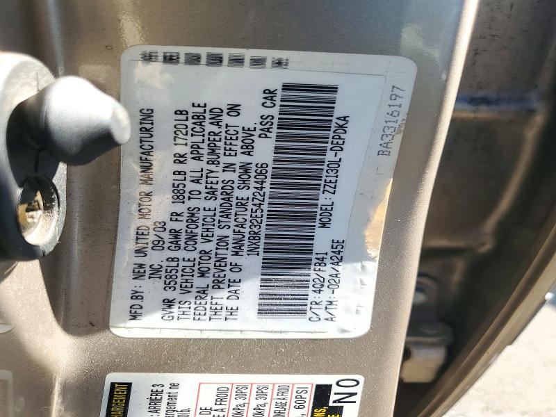 Aukcja sprzedaży 2004 Toyota Corolla, vin: 1NXBR32E54Z244066, numer aukcji: 72450856