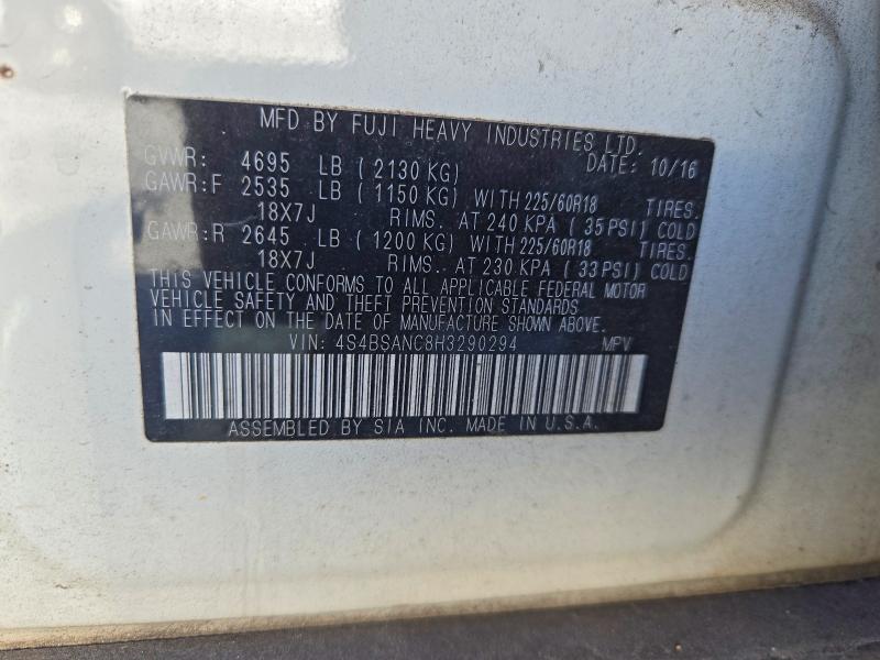 71633566 :رقم المزاد ، 4S4BSANC8H3290294 vin ، 2017 Subaru Outback مزاد بيع