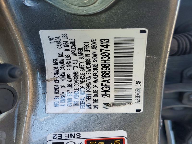 Aukcja sprzedaży 2008 Honda Civic, vin: 2HGFA16898H307413, numer aukcji: 72019426