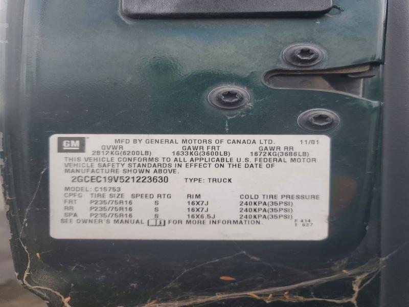 73123316 :رقم المزاد ، 2GCEC19V521223630 vin ، 2002 Chevrolet Silverado مزاد بيع