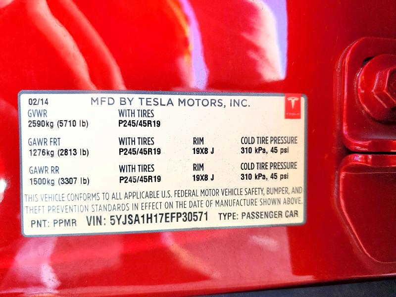 Продажа на аукционе авто 2014 Tesla Model S, vin: 5YJSA1H17EFP30571, номер лота: 70846756