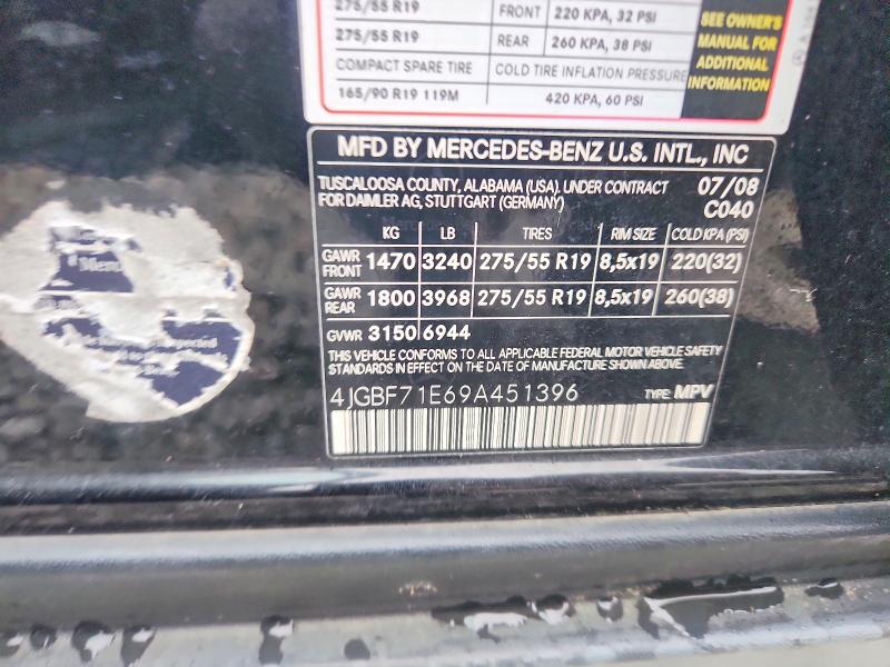 71280216 :رقم المزاد ، 4JGBF71E69A451396 vin ، 2009 Mercedes-benz Gl مزاد بيع