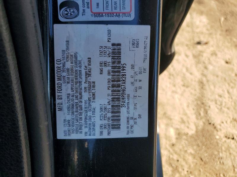 71667826 :رقم المزاد ، 3FAHP0HG7AR281995 vin ، 2010 Ford Fusion مزاد بيع