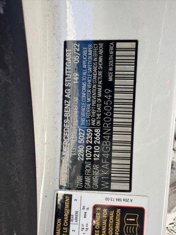 2022 Mercedes-benz C მანქანა იყიდება აუქციონზე, vin: W1KAF4GB4NR060549, აუქციონის ნომერი: 72093896