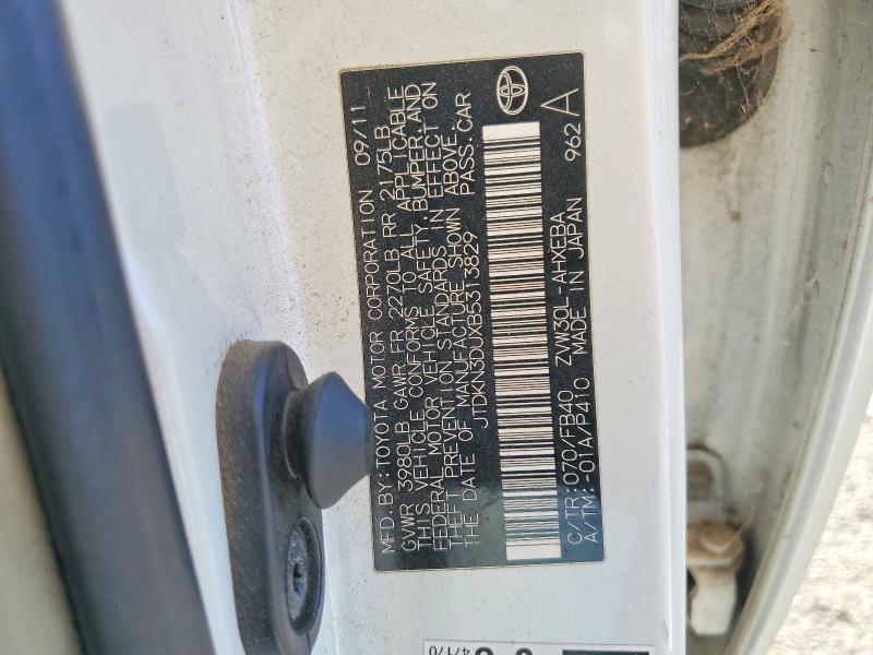70328066 :رقم المزاد ، JTDKN3DUXB5313829 vin ، 2011 Toyota Prius مزاد بيع