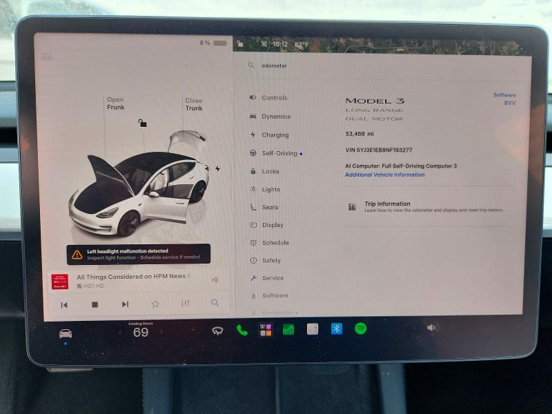 Продажа на аукционе авто 2022 Tesla Model 3, vin: 5YJ3E1EB8NF193277, номер лота: 70288966