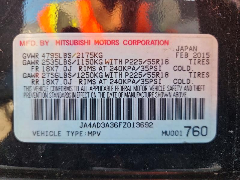 Aukcja sprzedaży 2015 Mitsubishi Outlander, vin: JA4AD3A36FZ013692, numer aukcji: 72681506