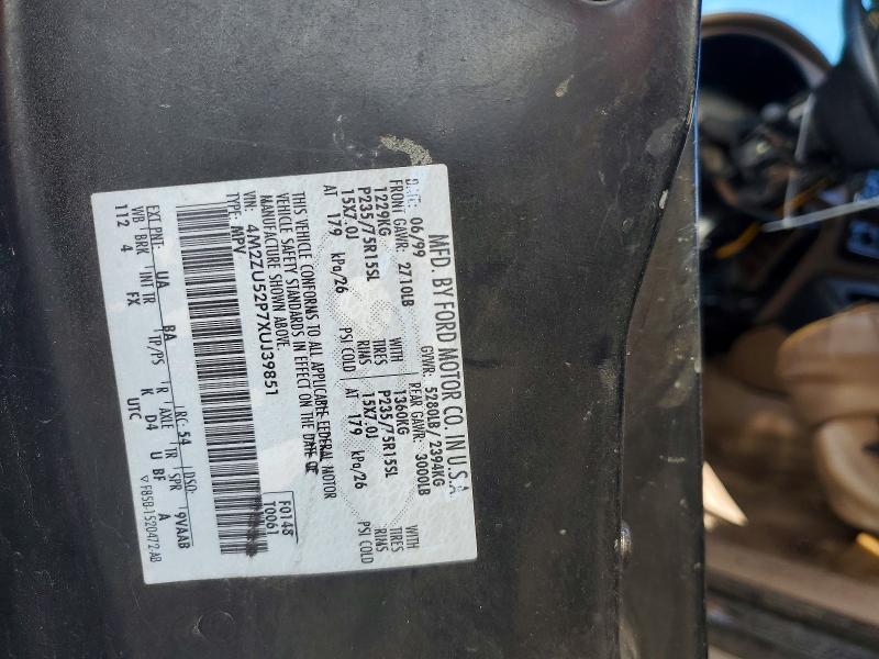 71064656 :رقم المزاد ، 4M2ZU52P7XUJ39851 vin ، 1999 Mercury Mountaineer مزاد بيع